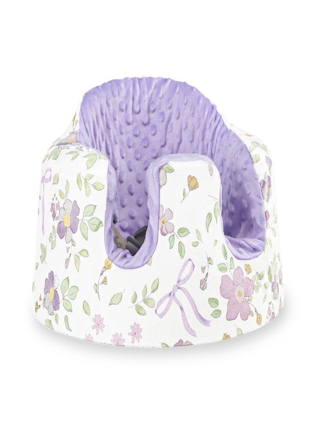 SWESEN Seat Cover Compatible with Bumbo and Nuby Seat, Ultra Soft Minky Bumbo Floor Seat Cover, Removable Cover for Baby Seat, Easy to Install & Remove, Seat Not Included (Purple Floral) - Image 1